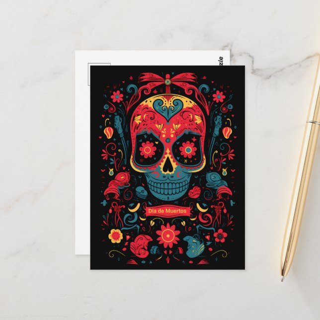 Cartão Postal Texto personalizado Dia de Muertos ☠️ Radiação de  (Frente/Verso In Situ)