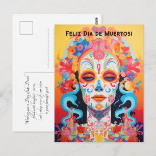 Cartão Postal Texto personalizado Dia dos Mortos La Calavera Cat