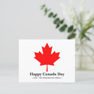 Cartão Postal Texto personalizado do Dia do Canadá Feliz com fol