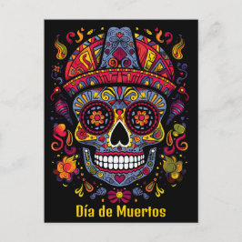 Cartão Postal Texto personalizado 💀 estilo de rabisco Día de Mu