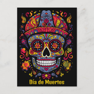 Cartão Postal Texto personalizado 💀 estilo de rabisco Día de Mu