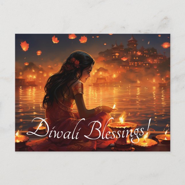 Cartão Postal Texto personalizado 🤩 Feliz Diwali (Frente)