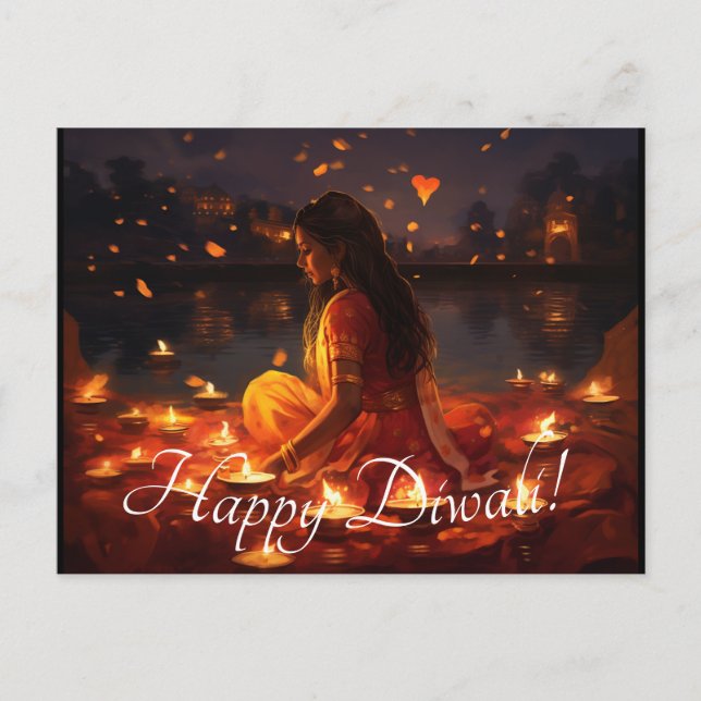 Cartão Postal Texto personalizado 🤩 Happy Diwali (Frente)