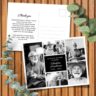 Cartão Postal Texto Personalizado Moderno 5-Foto Funeral Obrigad