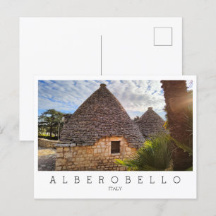 Cartão Postal Texto personalizado, moradias trulli em Alberobell