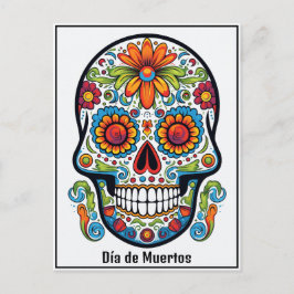 Cartão Postal Texto personalizado 💀 rabisco colorido Día de Mue