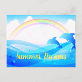 Cartão Postal Texto personalizado Rainbow Summer Magic Blue Dolp