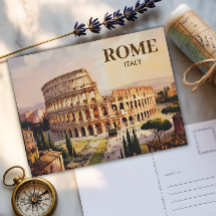 Texto Personalizado Roma Itália Colosseum Retro Wa