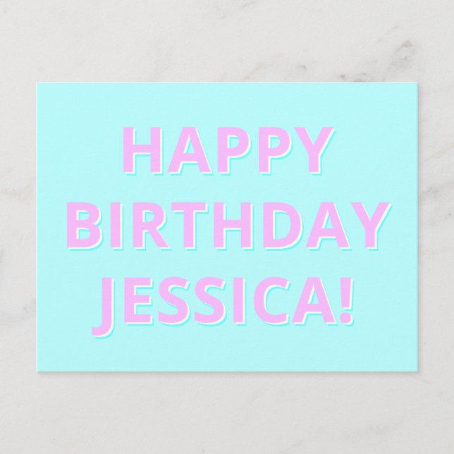 Cartão Postal Texto Personalizável Feliz Aniversário para Qualqu (Frente)