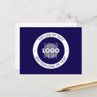 Texto Personalizável & Seu Logotipo | Azul Escuro