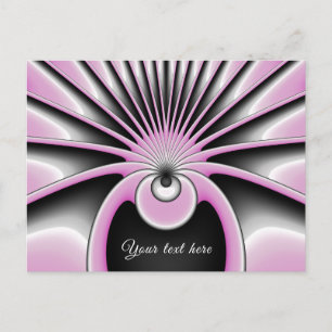 Cartão Postal Texto Preto de Arte Fractal Moderna Abstrato