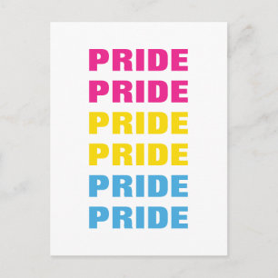 Cartão Postal Texto Repetido Personalizável do Orgulho Pansexual