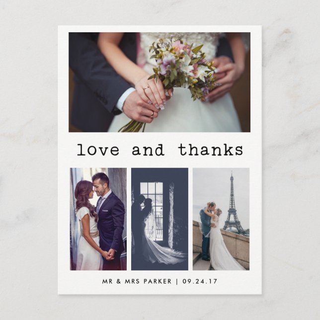 Cartão Postal Texto Simples de Máquina de Escrever Agradecimento (Frente)