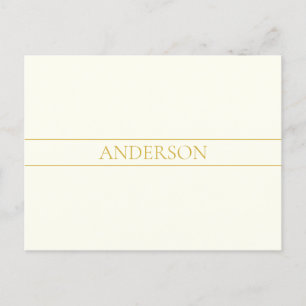Cartão Postal Texto Simples Elegante Personalizável   Dourado Br