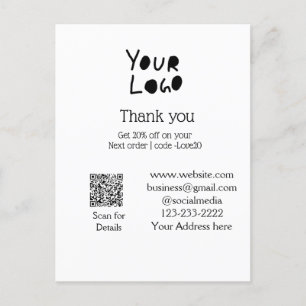 Cartão Postal texto simples mínimo adicione seu logotipo/designe