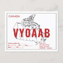 Texto vermelho do mapa QSL Retro Canadá