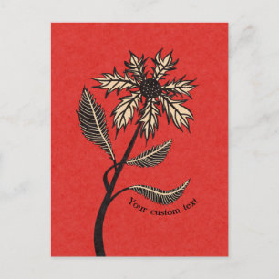 Cartão Postal Texto Vermelho E Preto Da Tinta Da Flor Gótica