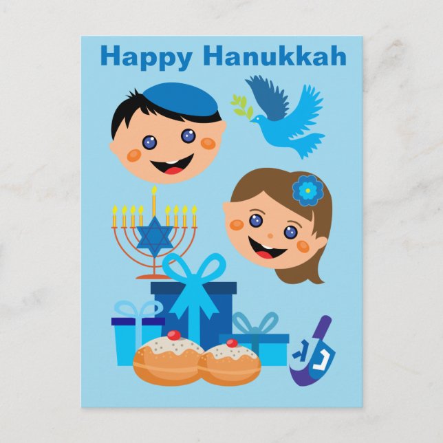 Cartão Postal 🕎 textos personalizáveis sobre Hanukkah (Frente)