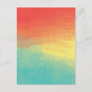 Cartão Postal Textura de Cor de Água do Ombre - Teal, Amarelo, 