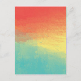 Cartão Postal Textura de Cor de Água do Ombre - Teal, Amarelo, C