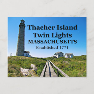 Cartão Postal Thacher Island Twin Lights, Massachusetts Postcard
