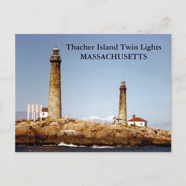 Cartão Postal Thacher Island Twin Lights, Massachusetts Postcard (Frente)