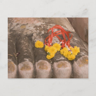 Cartão Postal Thailand, Buddha's feet and Marigold offering