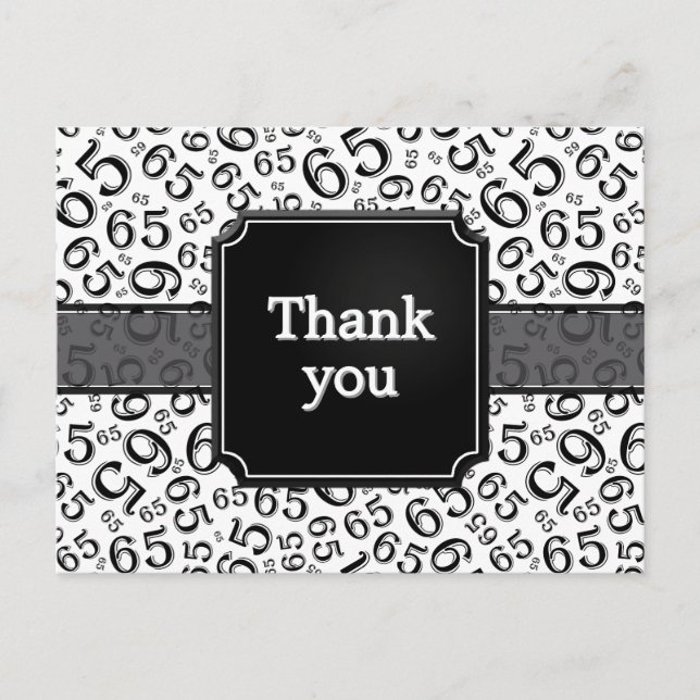 Cartão Postal Thank You 65 Number Pattern Black/White (Frente)