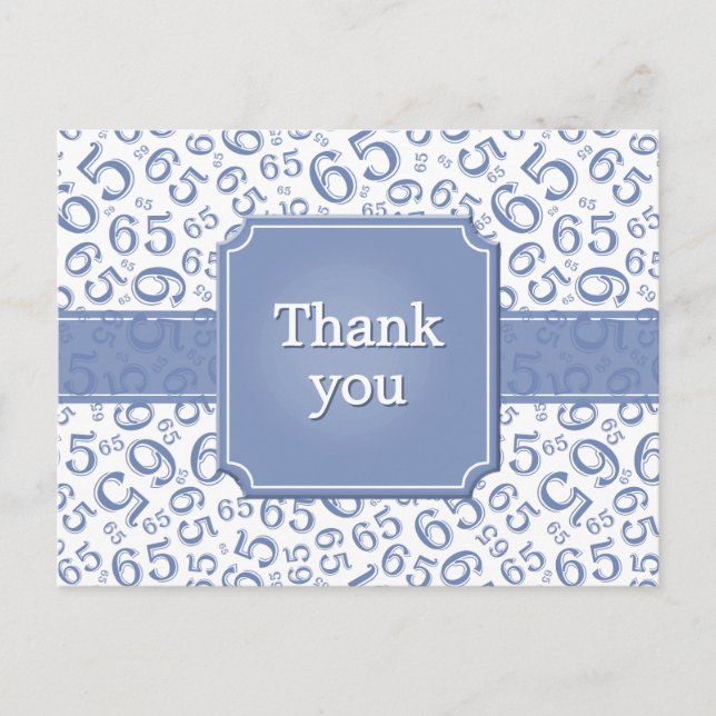 Cartão Postal Thank You 65 Number Pattern Blue/White (Frente)