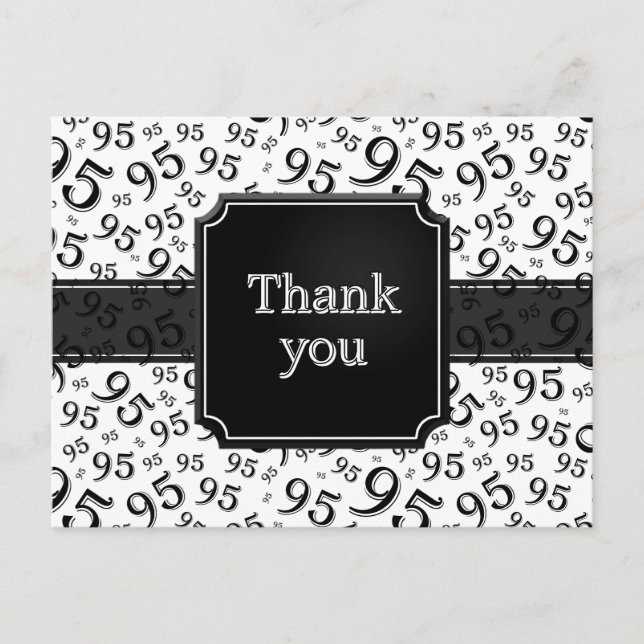 Cartão Postal Thank You 95 Number Pattern Black/White (Frente)