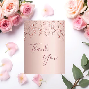 Cartão Postal Thank you birthday rose gold sparkling stars