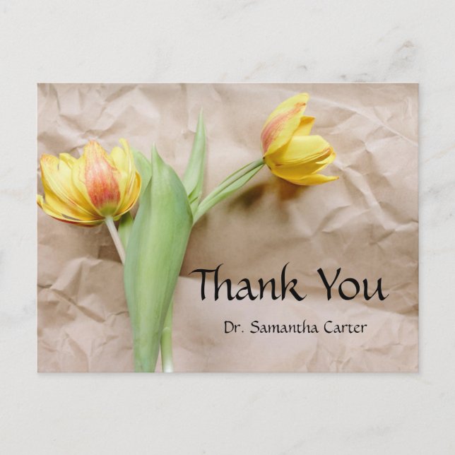Cartão Postal Thank You Card operation doctor hospital floral (Frente)