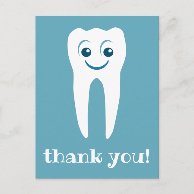 Cartão Postal thank you dentist smiling tooth postcard (Frente)