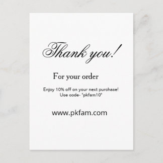 Cartão Postal Thank you for purchase pink family business detail
