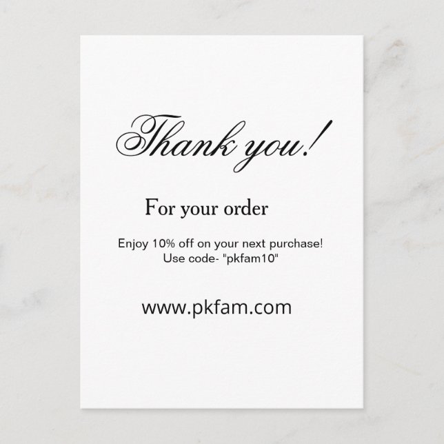 Cartão Postal Thank you for purchase pink family business detail (Frente)
