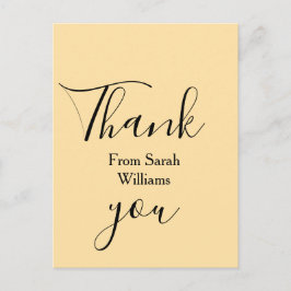 Cartão Postal Thank you from add name yellow Pastel boho wedding