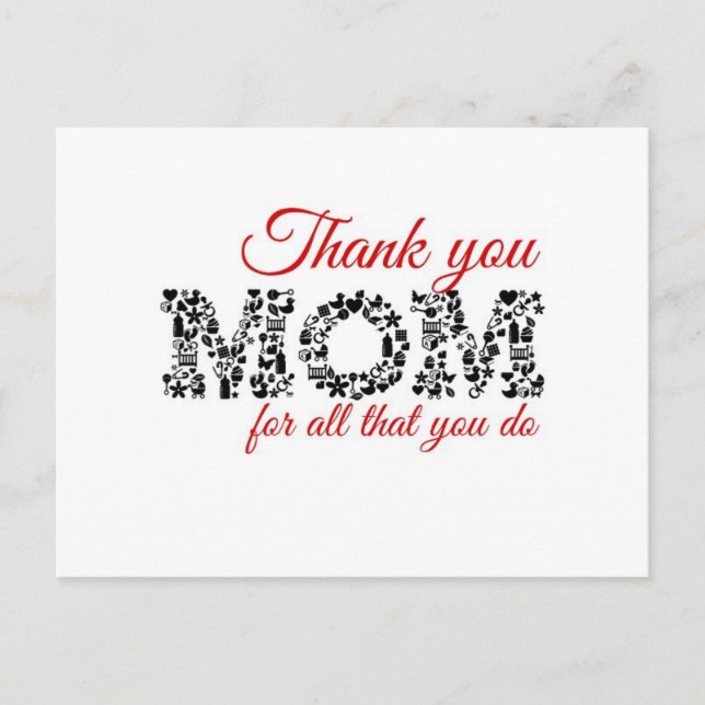 Cartão Postal Thank you Mom for all that you do (Frente)