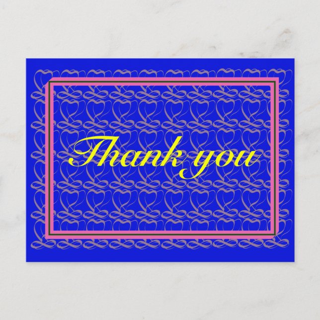 Cartão Postal Thank you ~ribbon heart blue~ (Frente)