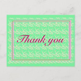 Cartão Postal Thank you ~ribbon heart light green~