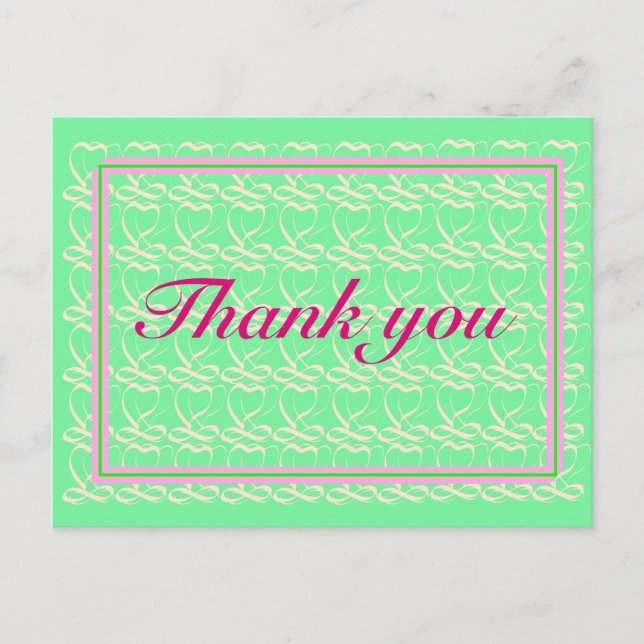 Cartão Postal Thank you ~ribbon heart light green~ (Frente)