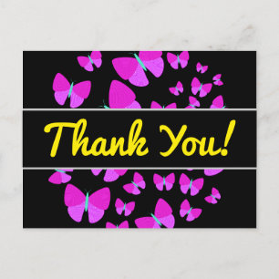 Cartão Postal "Thank You!" + Swarm of Artistic Butterflies
