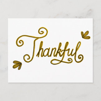 Cartão Postal Thankful gold lettering
