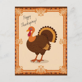 Cartão Postal Thanksgiving Turkey Border