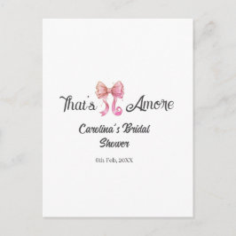 Cartão Postal that's amore bridal shower pink retro bow boho nam