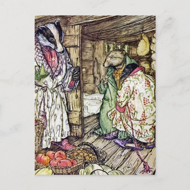 Cartão Postal "The Badger's House" por Arthur Rackham (Frente)