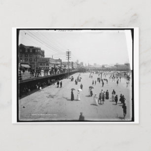 Cartão Postal The Beach, Atlantic City New Jersey c1905 Vintage