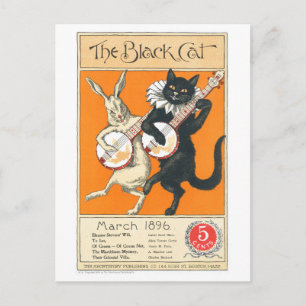 Cartão Postal The Black Cat, março de 1896, vintage cat art