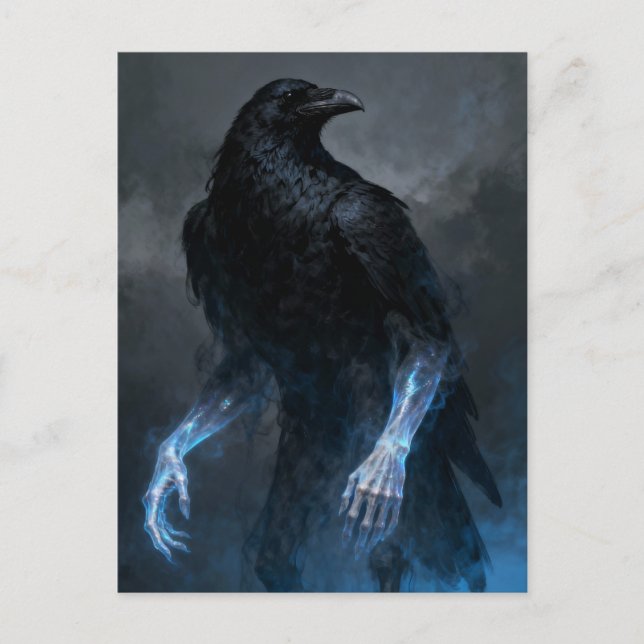 Cartão Postal The black crow with human arms dark fantasy  (Frente)
