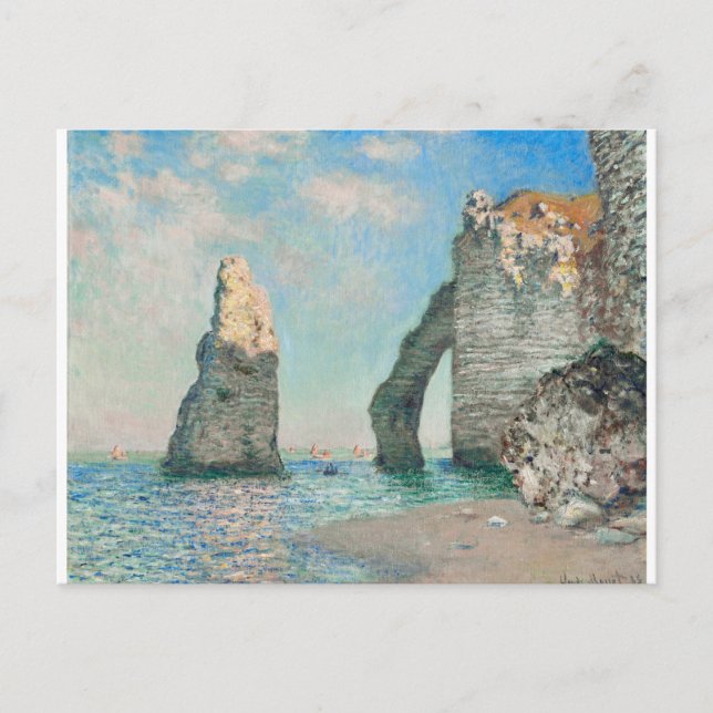 Cartão Postal The Cliffs at Etretat 1885 by Claude Monet (Frente)