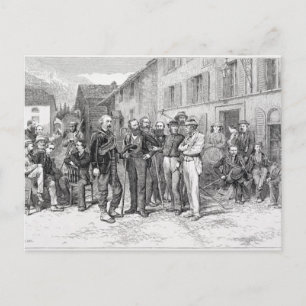 Cartão Postal The Club Room of Zermatt in 1864, from 'The Ascent